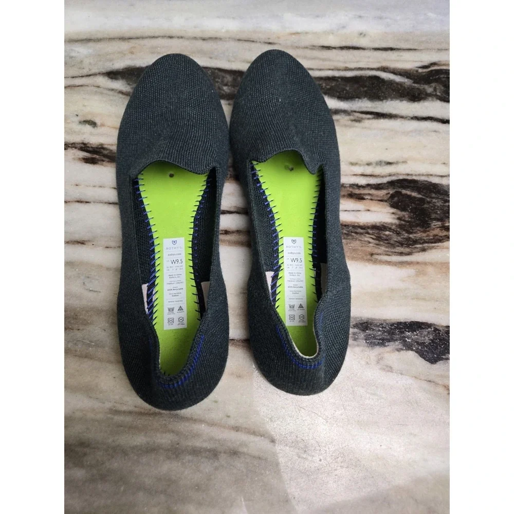 Rothys‎ The Merino Wool Loafer Flat Emerald Green Size 9.5 NO INSOLES